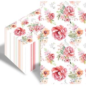 100Pcs Floral Paper Napkins Watercolor Spring Wild Flower Napkin Disposable Guest Bathroom Hand Towels Pink Floral Napkins for Wedding Bridal Baby Shower Tea Party Birthday