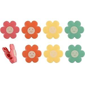 COOK WITH COLOR Cute Bag Clips - Magnetic Snack Clips for Airtight Food Storage, Bright Flowers, Pack of 8