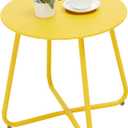 Outdoor Table Small Patio Side Table Waterproof Round Metal Side Table Weather Resistant Portable Outdoor and Indoor End Table for Garden, Balcony, Yard (Yellow)