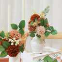 Artificial Wedding Dahlia Flowers 25 pcs Fake Roses with Stem for DIY Wedding Decor Centerpieces Arrangements Bouquets (Shades of Burnt Orange)