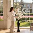 Tall Floor Vase, 23.6in Tall Modern Vase with Weighted Base - Matte Black Resin Vases for Dried Pampas Grass, Faux Flowers, Feathers & Home Decor
