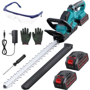 20'' Hedge Trimmer Cordless with 2pcs 4000mAh Battery, Electric Handheld Bush Clipper with Rechargeable Batteries, 3000RPM 180 Rotatable Head, 2/3'' Blade Gap, Gifts for Father's Day