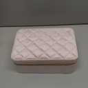 Velvet Travel Jewelry Box with Large Mirror, Double-Layer Jewelry Organizer Case for Women and Girls, Portable Storage Case with 6 Anti-Tarnish Bags Gift Ready for Her (Blush Pink)