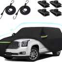 6 Layer Car Cover for 2007-2025 Chevy Suburban/GMC Yukon XL/Cadillac Escalade ESV, Waterproof All-Weather Protection Suburban Full Car Cover with Door Zipper & Cotton Lining (Black)