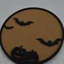 BENECREAT Round Cork Boards, Bats and Pumpkins Pin Display Board, 11.8x0.7inch Bulletin Board Brooch Jewelry Display Cork Tray for Brooch Pin Storage, Halloween Decor