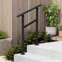 Hand Rails for Outdoor Steps,1-2 Step Railing for Stairs,Adjustable Porch Railing,Hand Rails for Seniors,Outdoor Deck Handrails for Exterior Steps,Black