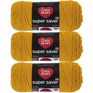 Red Heart Super Saver Gold Yarn - 3 Pack of 198g/7oz - Acrylic - 4 Medium (Worsted) - 364 Yards - Knitting/Crochet