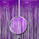 3 x Fringe Backdrop - Purple Foil Fringe Curtains – 2 Pack with 5 Matching Balloons | Party Backdrop & Decorations for Birthday, Mardi Gras, Graduation & Royal Theme (3.3 × 6.6 ft)
