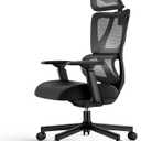 ProtoArc Ergonomic Office Chair for Home Office, High Back Desk Chair with Thick Spring Cushion, Adjustable Headrest, Armrests, Big and Tall Mesh Computer Chairs for Long Hours Sitting, EC100 - Black