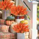 36 Bundles Artificial Fall Flowers Outdoors Fake Fall Lavender Flowers UV Resistant No Fade Plastic Faux Fall Plants for Indoor Home Porch Autumn Thanksgiving Fall Decorations (Orange)