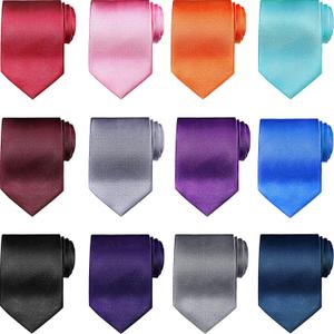 Syhood Solid Satin Pure Color Ties Set Business Formal Necktie Tie for Men Formal Occasion Wedding