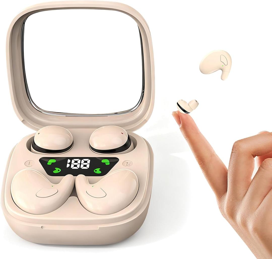 Flat Sleep Mini Invisible Small Tiny Earbuds Wireless Bluetooth Ear Buds for Sleeping Headphones Micro Smallest Discreet Sleep Earbuds Earphones for Side Sleepers, Small Ears Canals Women, Work (Skin)