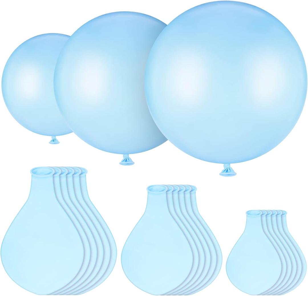 18 Pack 18/24 / 36 Inch Balloons Large Latex Giant Round Big Macaron Balloons for Wedding Birthday Party Baby Shower Decorations(Blue)