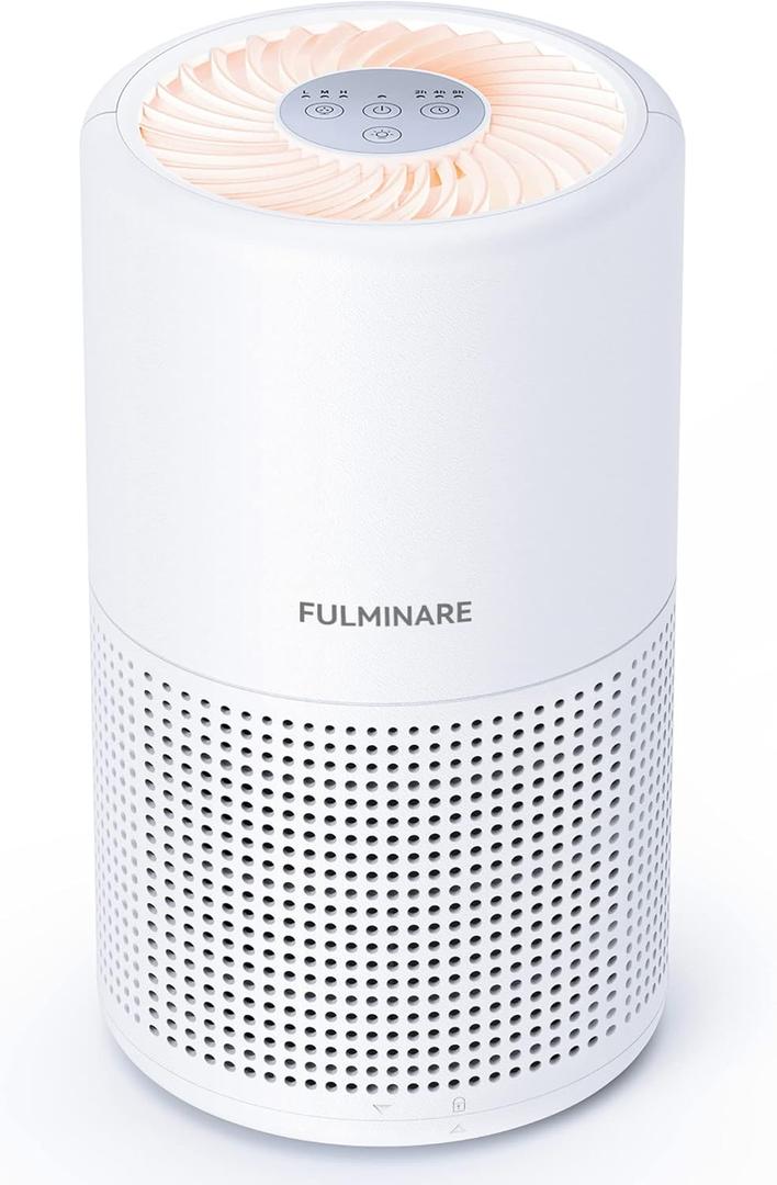 Air Purifiers for Bedroom, FULMINARE H13 True HEPA Air Filter, Quiet Air Cleaner With Night Light, Portable Small Air Purifier for Home, Office, Living Room (White)