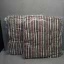 EAGLE PEAK Tufted Outdoor/Indoor High Back Patio Chair Cushions, Set of 2, 46'' x 22'', Brown Stripe