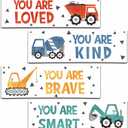 4 Pieces Construction Vehicles Decor Kids Room Wall Decor Wooden Sign - Motivational Wall Art For Kids Room Nursery Playroom Classroom(Sign-01)