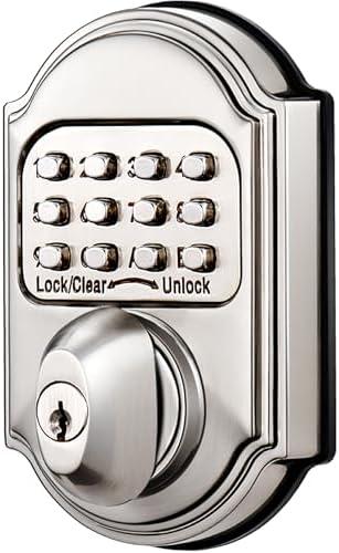 Keyless Entry Keypad Deadbolt Door Lock, Zinc Alloy Sabbath Lock Commercial Grade 1 Rekeyable 100% Mechanical Shabbos Lock- No Risk of Low Power, Compatible W/ SC1 Keyways