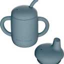 Cuddle Campus Sippy Cups 7OZ, [4 in 1] Baby Cups, Shatterproof Silicone Straw Cup,Open Cup for 6M, 6M+,6-12 Months,1/1+ Year Old Baby,Toddler