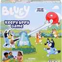 Bluey Keepy Uppy Game. Help, Bingo, and Chilli Keep The Motorized Balloon in The Air with The Character Paddles for 2-3 Players. Ages 4+