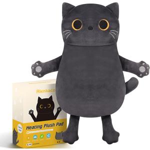 Microwave Heating Pad for Cramps Pain Relief, 16 * 12'' Moist Microwavable Period Menstrual Heating Pads for Cramps, Back, Neck Shoulder and Knee, Cute Stuffed Animal Heating Pad - Grey Cat