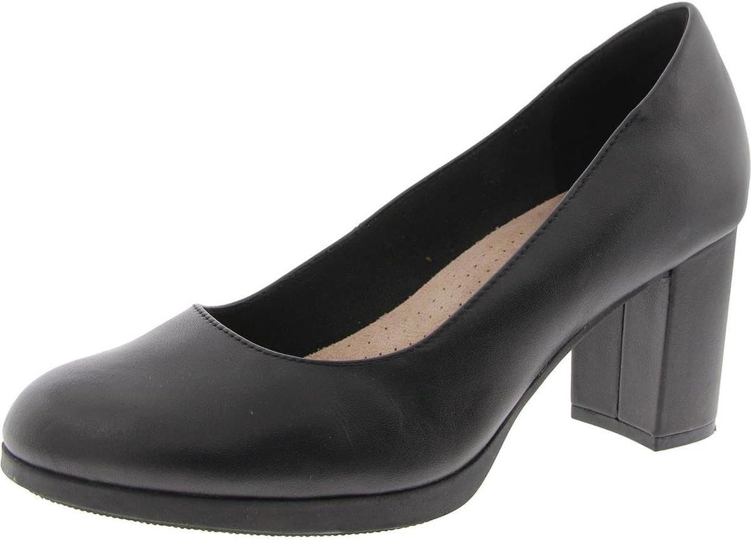 Clarks Womens Bayla Skip (9 Wide, Black Leather)