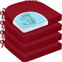 Chair Cushions for Dining Chairs, Non Slip Chair Pads with Ties and Washable Covers, Memory Foam Kitchen Chair Cushions Set of 4, 16"X16"X2.5", Red