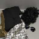 70s Disco Outfit for Men 70s Costume with Retro Shirt Bell Bottom Pants Wig Sunglasses Necklace Mustache (Black, XXXL)