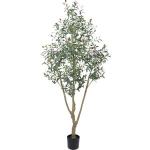 Artificial Olive Tree 7FT Tall Faux Silk Plant Fake Potted Olive Tree with Branch Leaves and Lifelike Fruits for Home Office Store Decor Indoor