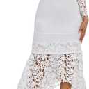 IWFEV Sequins Floor-Length Hollow Asymmetrical Women's Maxi Dress Lace Dress Party Evening Dress (Medium, White)