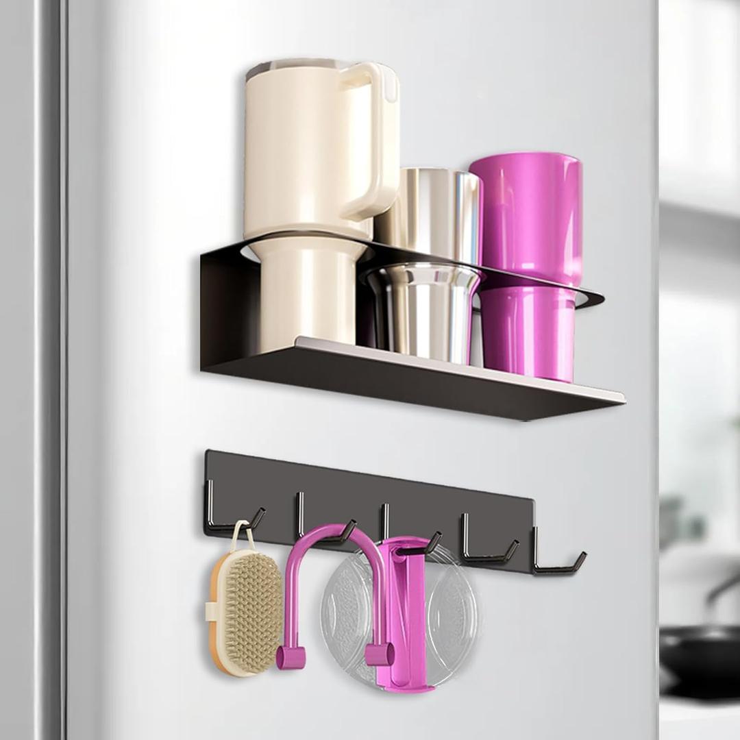 Magnetic Stanley Cup Holder for Fridge Water Bottle Organizer for Stanley 30/40 oz Tumblers Lid Organizer, Magnetic Tumbler Organizers for Stanleys Cup Accessories Ideal for Gifts