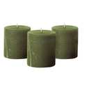 Simply Soson 3x3 inch Dark Moss Green Pillar Candles Set of 3, Rustic Texture, Unscented Green Candles, Dripless Candles, 3 inch Pillar Candles for Wedding Parties Spas Dinner Home Decoration Church