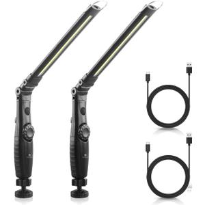 Dr. Prepare LED Work Light, 700 Lumens Foldable Rechargeable Work Light, 3200mAh Cordless Portable Magnetic COB LED Inspection Light for Car Repair, Home, Garage, Emergency, 2 Pack