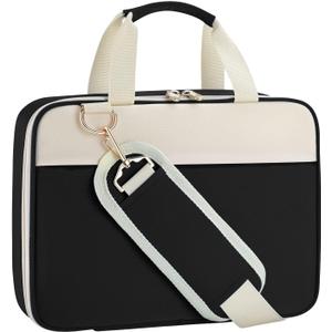 CASIRENA Bible Covers for Women - Large Size Bible Carrying Case, Church Bible Bag with Padded Handle, Adjustable Shoulder Strap, and Zippered Pockets, Perfect Gifts for Church ReligiousBLACK