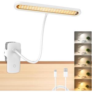 xingruyu 66 LED Clip on Reading Light, Portable Battery Powered Reading Light,5 Colors 4 Brightness 300LM Clip-on Lamp,Eye Caring Reading Lamp,2000mA Rechargeable Battery Desk Lamps for Bed Headboard