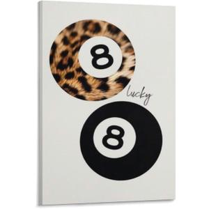 Vintage Lucky 8 Ball Poster, Retro Pool Hall Wall Art 3 Canvas for Bedroom Living Room Decor 20x30inch(50x75cm) Frame-style