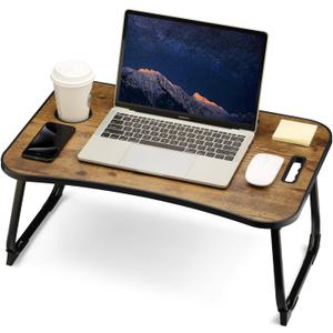 ZEAPTAC Foldable Lap Desk, Bed Desk, Bed Table & Laptop Stand w/Cup Holder