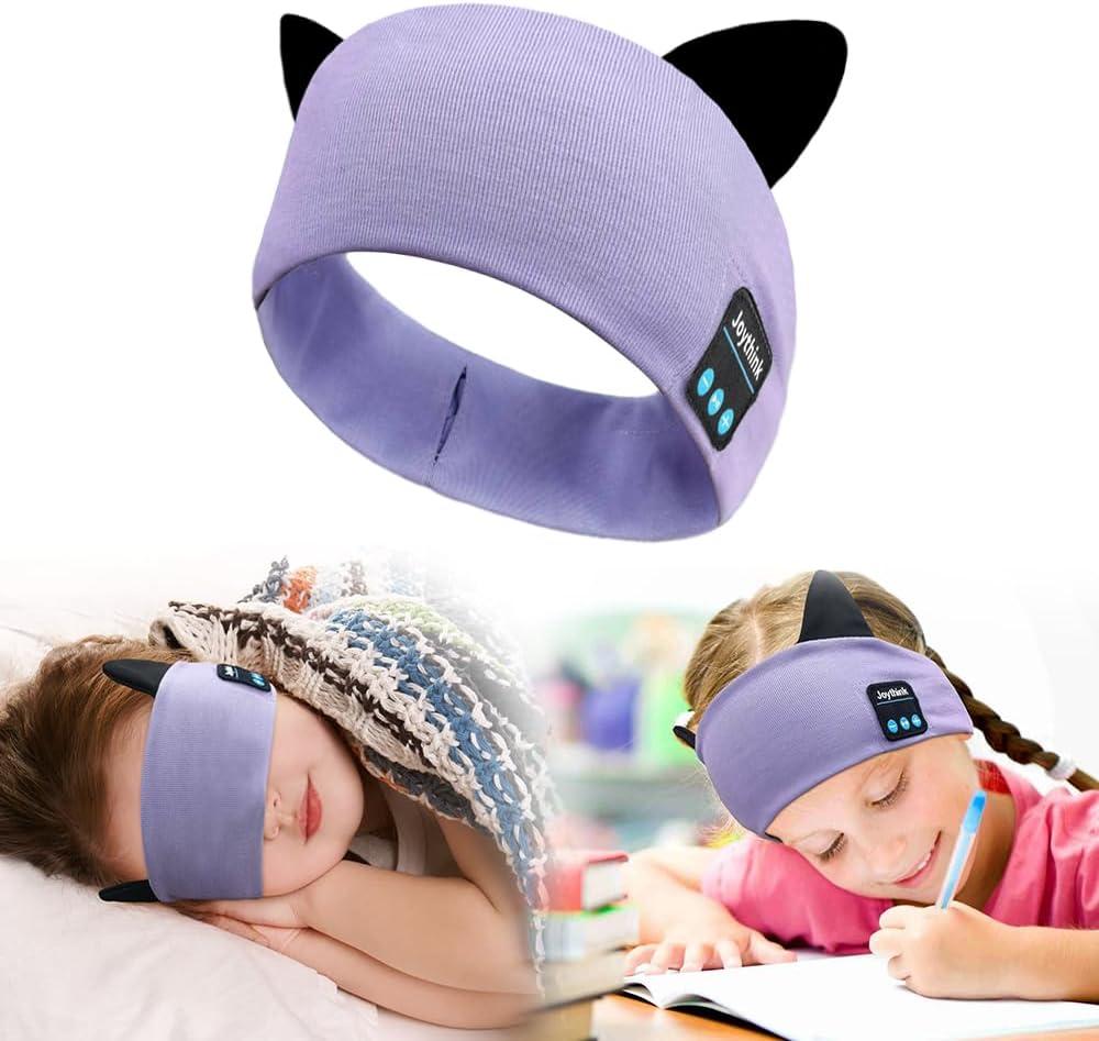 Joythink Kids Bluetooth Headband Headphones Sleep Mask Wireless Earphones Built in Thin Speaker Adjustable Sports Headset Sleep Headband for Girls Boys Toddler Children Baby Travel Study Purple, One Size