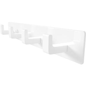 GWAAZXGZ White Coat Rack Wall Mount - 12.5 inch Modern Metal Hook Rail with 4 Right-Angle Hooks, Drill-Mounted Organizer for Coats, Hats, Bags in Entryway, Bathroom, Bedroom (1 Pack)