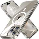 TORRAS Magnetic Shockproof for iPhone 15 Pro Case, [Military-Grade Drop Tested][Compatible with MagSafe] Clear Hard PC Back with Silicone Slim Protective Cover Anti-Fingerprint, Clear