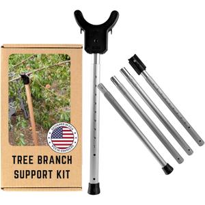Adjustable Aluminum Tree Support Pole with Tree Crutch  Prevents Fruit Tree Branch Breakage  Holds Up to 100 lbs  Adjusts to 16-74 for Leaning Trees (1-Pack) (Crutch & Post Set)