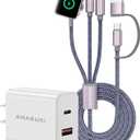 Multi Charging Cable for Apple Watch Charger iPhone Charger PD20W USB C/A Block Fast Charging Compatible with iWatch Ultra/SE/10/9/8/7/6/5/4/3/2/1 & iPhone 16/15/14/13/12/Galaxy S23-4FT (Grey)