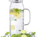 Bivvclaz 1.6 Liter 54 oz Glass Pitcher with Lid and Handle, Glass Carafe Water Pitcher for Hot/Cold Water, Iced Tea, Drinks, Coffee, Juice and Homemade Beverage