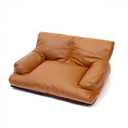 Pet Sofa Bed, Vintage Cat Dog Faux Leather Sofa with Non-Slip Bottom for Dogs Cats (Brown, Medium)