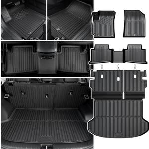 Floor Mats for Kia Seltos 2024-2026 w/o Subwoofer, with Cargo Mat | Full Protection Mat Set with Cargo Liner, All Weather TPE, Non Slip & Odorless & Scratch Proof, Seltos Accessories