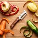 2 x 2PCS Multi-Functional Vegetable Peeler for Kitchen with Wooden Handle and Bottle Opener, 3 in 1 Stainless Steel Green Onion Slicer Kitchen Gadgets Tool for Fruit Veggie Potato Pumpkin Apple Carrot