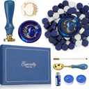 SWANGSA Brand Brass Initial C Wax Seal Stamp Kit, Vintage Elegant Botanical Leaves, Gift Box