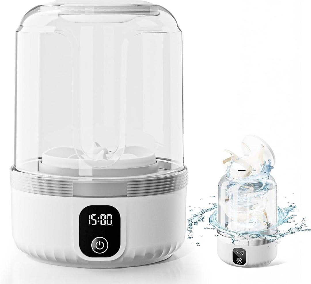 Underwear Washing Machine, Upgrade 1.5L Mini Portable Washing Machine Rechargeable Underwear Washer Deep Cleans Small Clothes for Apartment, Dorm, RV, Travel & Hotel Use (White)