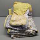 WONGS BEDDING Boho Quilt Set Queen, Yellow Bohemian Striped Patchwork Bedspread Coverlet Set with 2 Pillowcases,Lightweight Microfiber Floral Bedding Set 96"90"