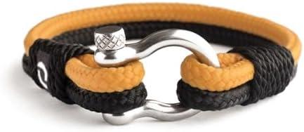 Mens Rope Bracelet - Stainless Steel Silver Shackle, Extremely Durable and Scratch Resistant Waterproof Paracord, Handmade, Nautical Wristband for Men Pack Of 2, 12-7