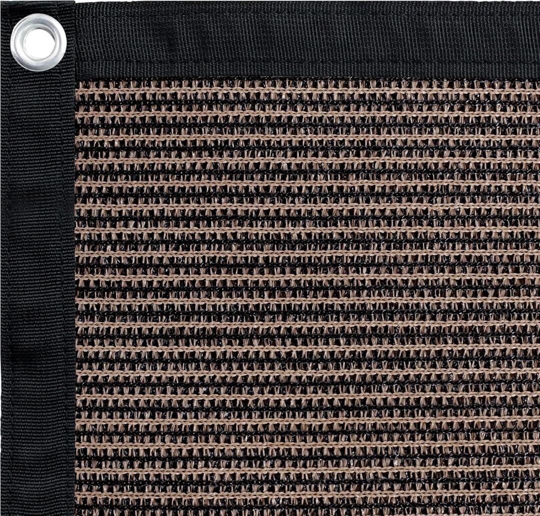 Shatex 90% Sun Shades for Patios 6X 16ft Shade Fabric Sun Shade Cloth Taped Edge with Grommets Sun-Block Mesh Shade for Pergola Cover Canopy Mocha, 12 Bungee Balls